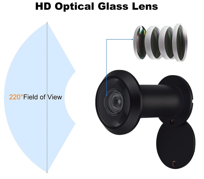 TOGU TG3016YG-BC UL Listed Solid Brass HD Glass Lens 220-degree Door Viewer Peephole with Heavy Duty Privacy Cover for 1-3/8"" to 2-1/6"" Doors  Matt Black Finish - Image 4